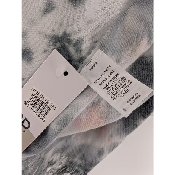 Tie Dye Fringe Scarf by BP in Gray White Pink - Picture 3 of 13